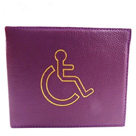 Disabled Badge Holder Cover Wallet Safe Protection Protector Disability Parking Permit Display Metal Corner PU Leather Hologram - Purple