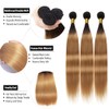 ZCMYVINND Ombre 1B27 Honey Blonde Straight Human Hair Bundles 16