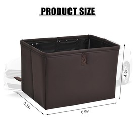 Norkmdi Car Trash Can, Leather Foldable Large Capacity Vehicle Hanging Garbage Bin Organizer, Waterproof Auto Interior Storage Bag Container Accessories, Universal for SUV Sedan Truck (Brown)