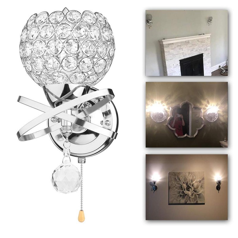 Ygapuzi Modern Crystal Wall Light Flush Mount Wall Sconces Lamp