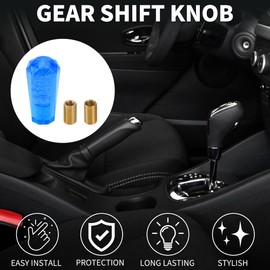 TUCKBOLD Car Gear Shift Knob 10cm | Front Shift Lever Knob Universal for Automatic and Manual Vehicle Acrylic Blue with 2 Adapter 1 Set