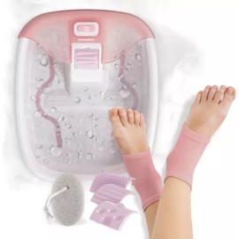 Homedics 홈메딕스 버블 블리스 디럭스 족욕 선물 세트 - 상쾌한 거품 3가지 마사지 부착물 부석 보습 힐 양말 및 [Standard] Homedics Bubble Bliss Deluxe Foot Soak Gift Set - Refreshing Bubbles with 3 Massage Attachments, Exfoliating Moisturizing Heel Socks and [Standard]
