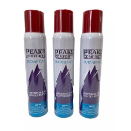 Peaks Butane Fuel Refill for Torch Lighter 150ml, 3 Pack