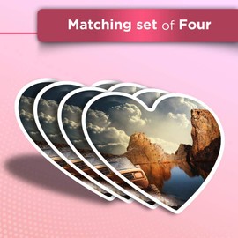 Vinyl Heart Stickers (Set of 4) - Off Road 4x4 Vehicle Car Driver Racing Fun Decals for Laptops,Tablets,Luggage,Scrap Booking,Fridges #8784