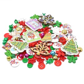 150 Mix Christmas Resin & Wood Xmas Buttons Flatbacks Craft Cardmaking Embellishments