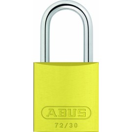ABUS Yellow 72/30 Lockout Tagout Padlock w/ 1" Shackle, Single Padlock, Keyed Different, 1 Padlock with 2 Keys