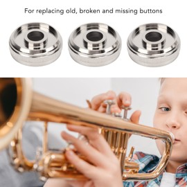 Hapivida Trumpet Valve Caps, 3Pcs Finger Buttons Piston Button Cap Screw Trumpet Accessories Metal Silver Screw Piston Top