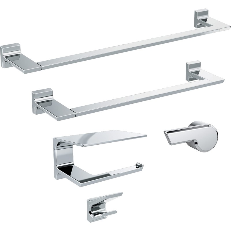 DELTA Pivotal Toilet Paper Holder With Shelf, Polished Chrome, Bathroom