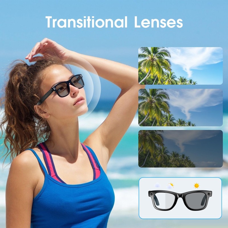 Tulbeys Smart Recording Glasses - 8MP Camera, AI Translation, Bluetooth