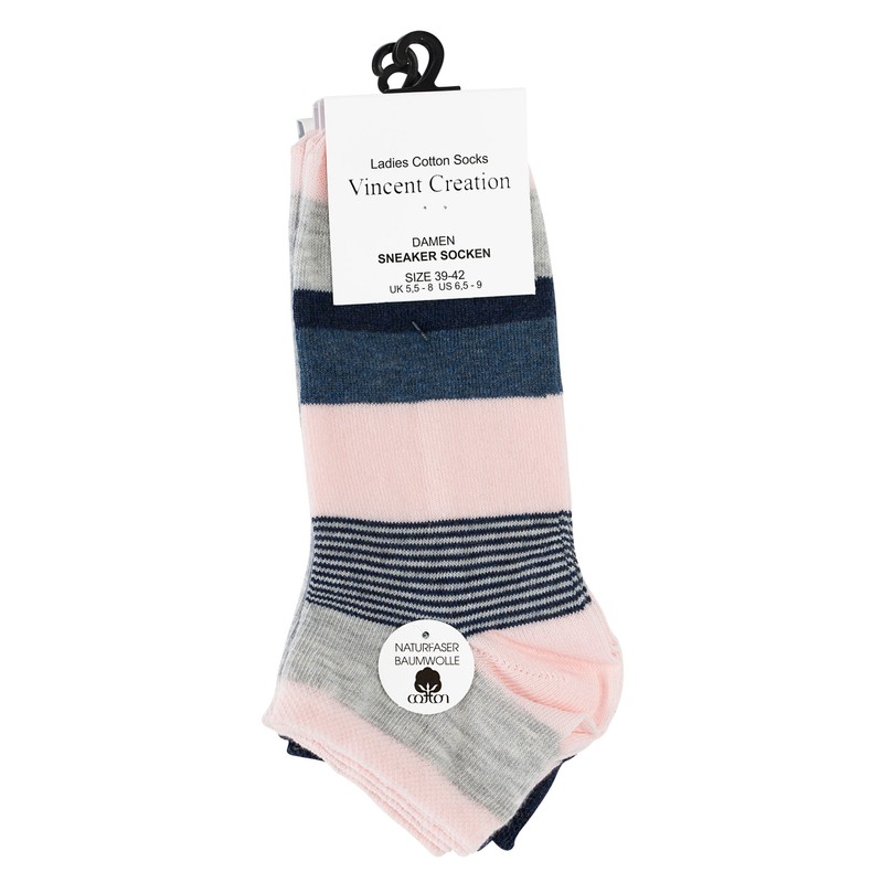 Vincent Creation 8 or 12 Pairs Women's Trainer Socks, Multicolour