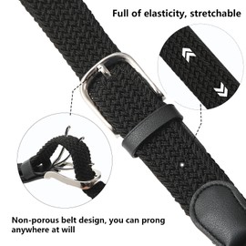Monopa Kids Elastic Braided Belt - Pin Buckle Stretch Golf Baseball Belts for Boys and Girls Aged 4-12 Years (Black+Brown)
