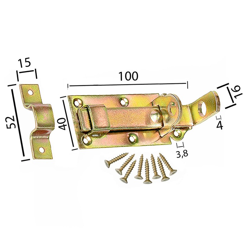 Door Lock Bolt 100/40 Straight
