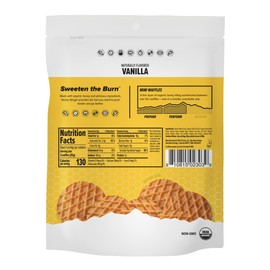 Organic Healthy Snack Mini Waffles, Vanilla for Lunch or After School, 5.3 oz Bag - Energy Stroopwafel for Exercise, Endurance and Performance, (1 Count)