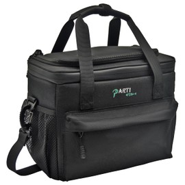 PARTI FISH 9L Insulated Reusable Lunch Box Bag Ice Bag Waterproof Leakproof Non-slip Durable Thermal Lunch Pail Cooler Bag Kit Food Bag for Men Women, Retro, S, Black