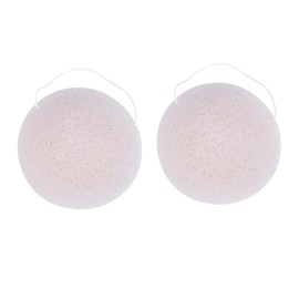 Gatuida 2pcs Large Round Konjac Bamboo Charcoal Facial Sponges Makeup Removal Puff for Gentle Daily Exfoliating Deep Cleansing Suitable for All Skin Types Random Color Random Color