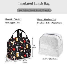 AKEOPIST Nurse Lunch Box for Women Men Adults, Reusable Nurse Tote Bag Portable Insulated Lunch Bag for Work Picnic Camping