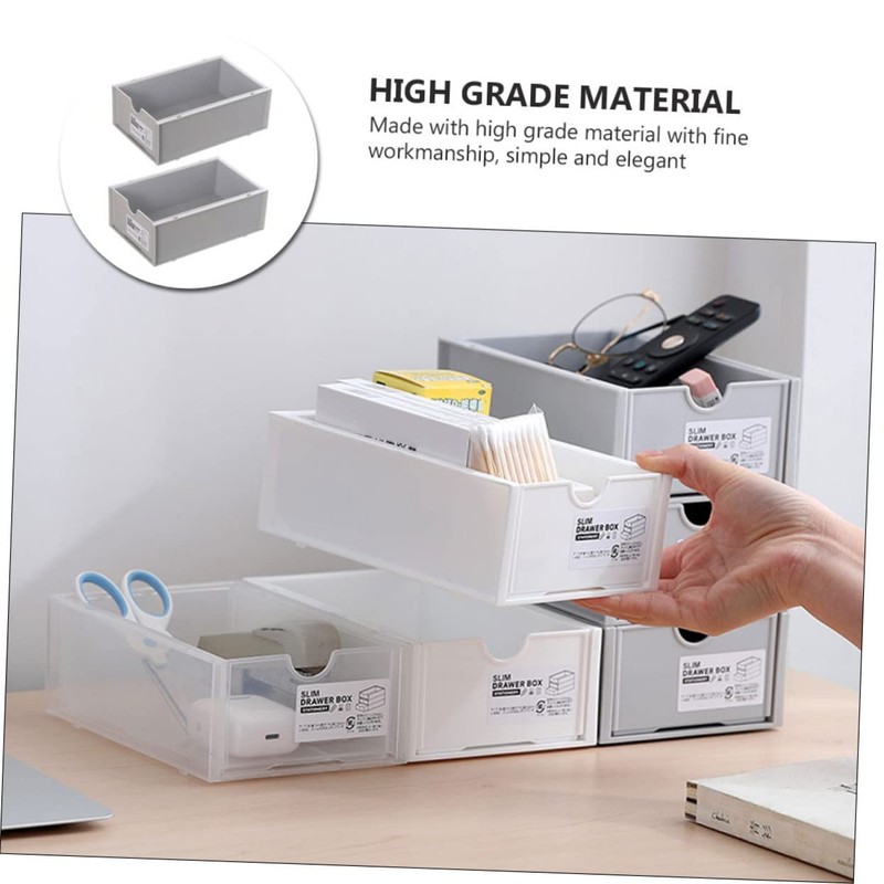 BIUDECO Storage Boxes 2pcs Desktop Stackable Storage Cases Pull-out Drawers