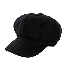 ZLSLZ Women's Retro Peaked Ivy Newsboy Paperboy Gatsby Cabbie Painter Cap Hats (583BLACK)