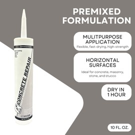 Akona Concrete Repair Tube - Liquid Crack Filler, Repair Cement, Cracks, Driveways, Patios, Ready-to-Use, Outdoor and Indoor (10 Ounce, 1)