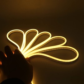 Wisada 230V LED Neon Light Strip with 2A Power Supply, IP65 Waterproof Flexible, 120 LEDs/M 1m Warm White 3000K LED Fairy Light CRI85+, Cuttable Home Lighting Rope Light