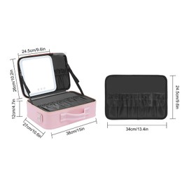 MUSESPANI Makeup Bag with 4K Large Mirror and Lights 3 Color Settings Travel Makeup Train Case Cosmetic Bag Organizer Portable Artist Storage Bag with Adjustable Dividers