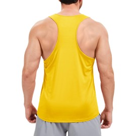 TACVASEN Men's Gym Shirt Racerback Muscle Tank Top UPF 80+ Sleeveless Tee Shirt Quick Dry Athletic Tank for Summer Yellow S