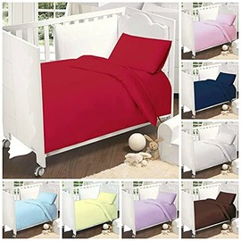Baby Bedding Set 20 Colors Pillowcase + Duvet Cover 2 PC to FIT Baby COT 120 cm x 90 cm (Light Pink)