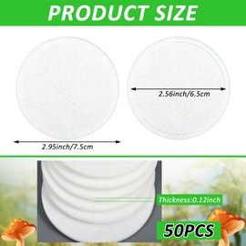 YEXEXINM 50 Pcs 2.5" Monotub Adhesive Filter Disks 3MM Thick Mushroom Filter Pads Discs-Monotub Filters for Mushroom Growth Monotub Filtration Pad Replacement Mushroom Growing Supplies