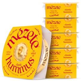 Mezete Classic Hummus Dip | Preservative-Free | All-Natural | On the Go Tahini Rich Vegan Dip | Shelf-Stable | No Refrigeration Required | 180g (Pack of 6)