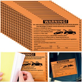 Crtiin 200 Pcs Parking Violation Stickers Tow Away No Parking Warning Stickers Hard to Remove Towing Away Tags Fluorescent Labels for Car Vehicle Truck Window 8 x 5 in(Orange)