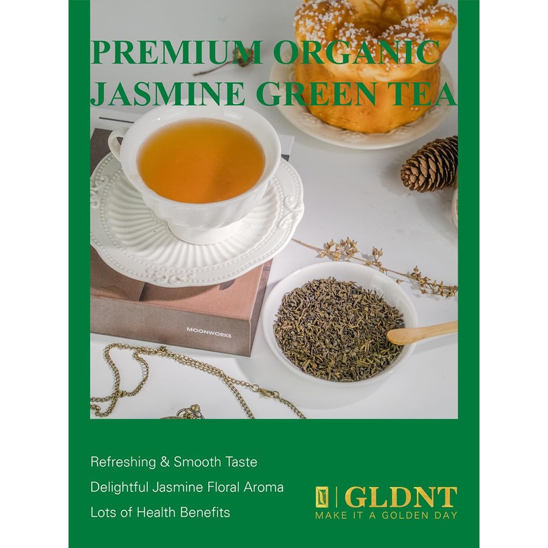 GLDNT Organic Jasmine Green Tea, Organic Jasmine Green Tea Loose
