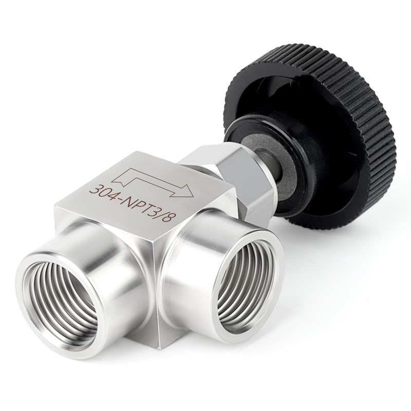 TAISHER 1PCS 304 Stainless Steel 90 Degree Needle Valve 3/8"