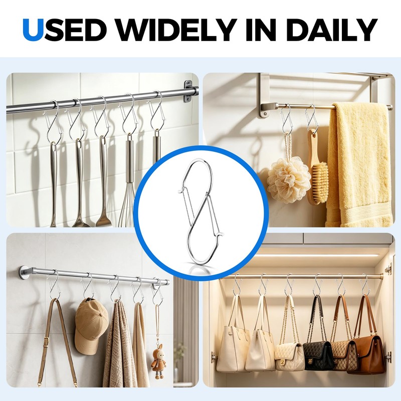 Large S Hooks Heavy Duty Double Latch Hanging Hooks for