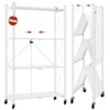DEANIC 4 Tier Foldable Storage Shelves with Wheels, Large Capacity