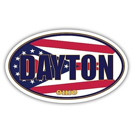 3 Pack 2x3 inches | Dayton City Ohio State Flag | OH Flag Montgomery County Oval State Colors Construction Toolbox, Hardhat, Lunchbox, Helmet, Mechanic, Luggage