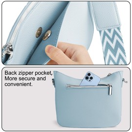 URAQT Women's Shoulder Bag, Small Handbag, Crossbody Bag, Two Straps Adjustable, Removable, Suitable for Travel, Shopping, Blue, 20.5 x 23.5 x 8 cm