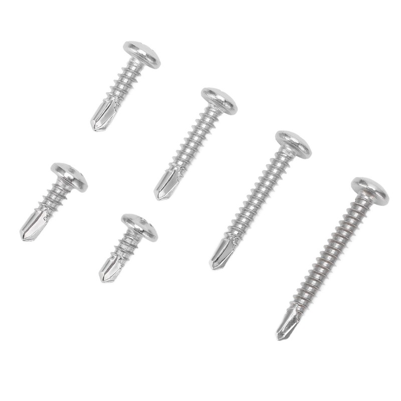 200PCS Round Head Cross Screws 304 Stainless Steel Self Drilling