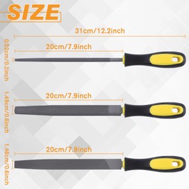 LEONTOOL Wood Rasp File Set 8 Inch Including Round Half Round Flat File Rasp T12 Carbon Steel Metal File Set Hand File with Rubber Handle Wood Rasps for Woodworking, Plastic and