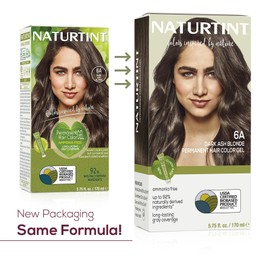 Naturtint Naturtint 6A Dark Ash Blonde Permanent Hair Color (Pack of 1), Ammonia Free, Vegan, Cruelty Free, up to 100% Gray Coverage, Long Lasting Results (Packaging may vary)