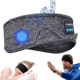 jiangler Ultra Comfort Bluetooth 5.2 Sleep Headphones Headband for Side Sleepers All-Day 13H Playtime Wireless Sleep Mask Headphones No Pressure Design Perfect for Workout Running Yoga - Color: gray