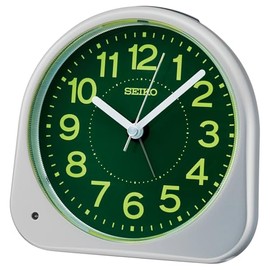 Seiko KR525S Alarm Clock, Analog Clock, Visible at Night, Silver Metallic, 4.4 x 4.6 x 2.6 inches (113 x 116 x 66 mm)