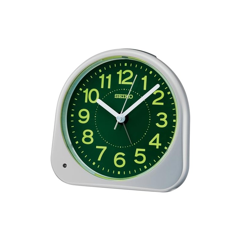 Seiko KR525S Alarm Clock, Analog Clock, Visible at Night, Silver
