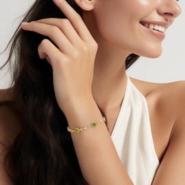 LOUISA SECRET Birthstone Bracelets for Women, 925 Sterling Silver or Brass Plated with Rose Gold Charm Link Bracelets Birthday Anniversary Christmas Gift for Women Wife Mom Girlfriend Lady