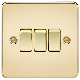 Knightsbridge FP4000PB FPAV4000PB Flat Plate 10A 3G 2 Way Switch-Polished Brass