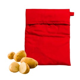 SET da 2 Sacchetti per Cottura di Patate in Microonde 25x21x1cm, Rosso - Sacchetto Cuoci Patate Microonde per Cottura Veloce e Perfetta, Adatto a Microonde e Forno