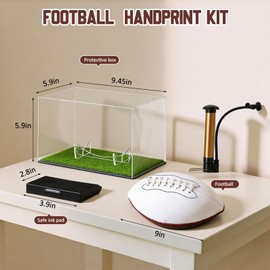 Football Newborn Footprint Kit with Ink Pad Baby Hand and Footprint Kit for Newborn Memory Rookie of the Year First Birthday Baby Shower Gifts