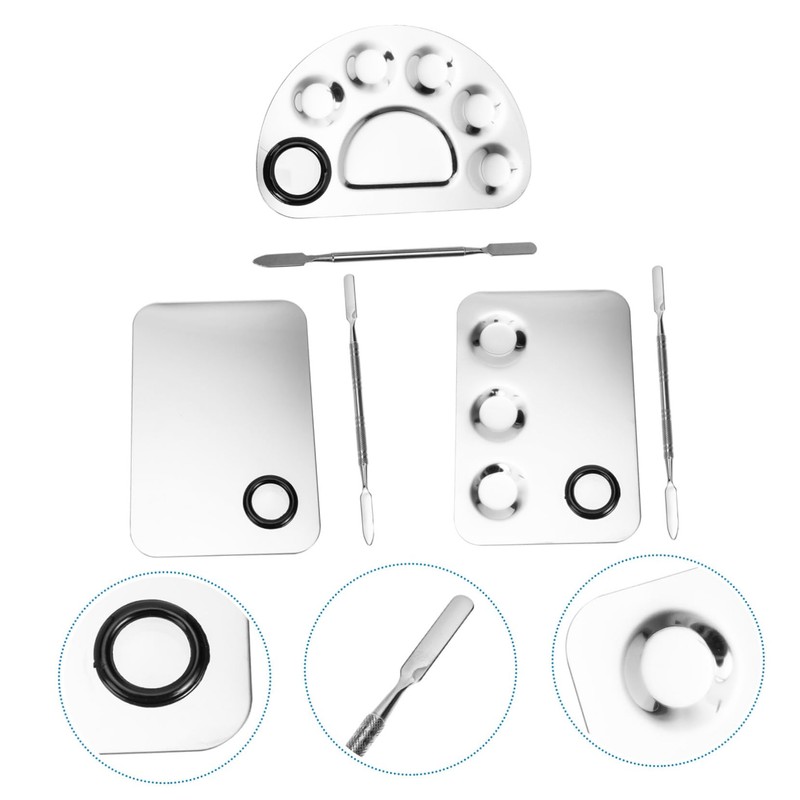 TOVINANNA Essential Makeup Tools 3 Pack Stainless Steel Mixing Palette