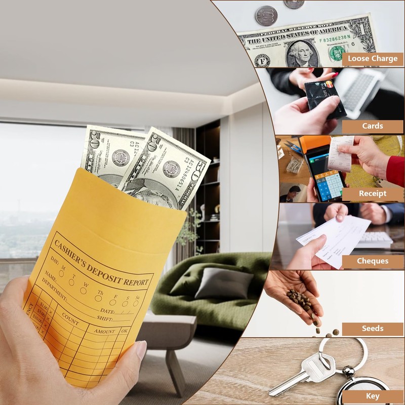 28lb 500Pcs Cash Deposit Envelopes with Self Seal Closure –