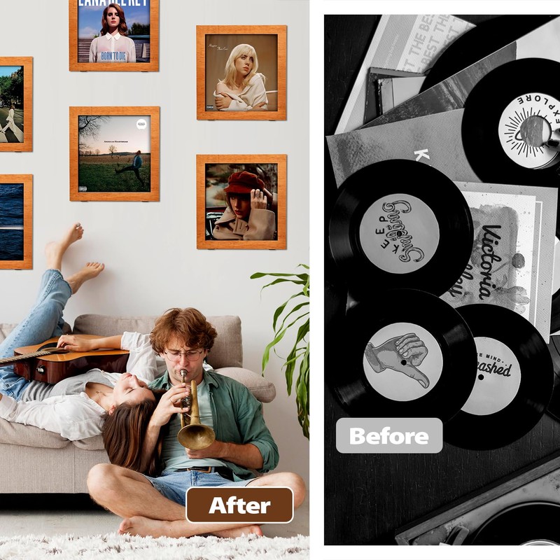 DORNELIA 3-Pack Vinyl Record Frame Display for 12x12 Inch, Front