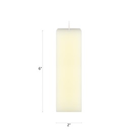 Mega Candles 6 pcs Unscented Ivory Square Pillar Candle, Hand Poured Premium Wax Candles 2 Inch x 6 Inch, Home Décor, Wedding Receptions, Baby Showers, Birthdays, Celebrations, Party Favors & More